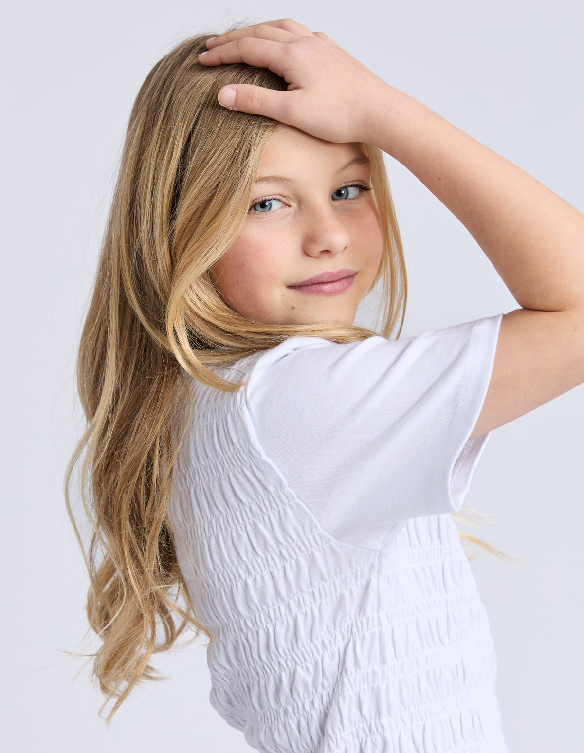 Teen Zara Shirred Tee White