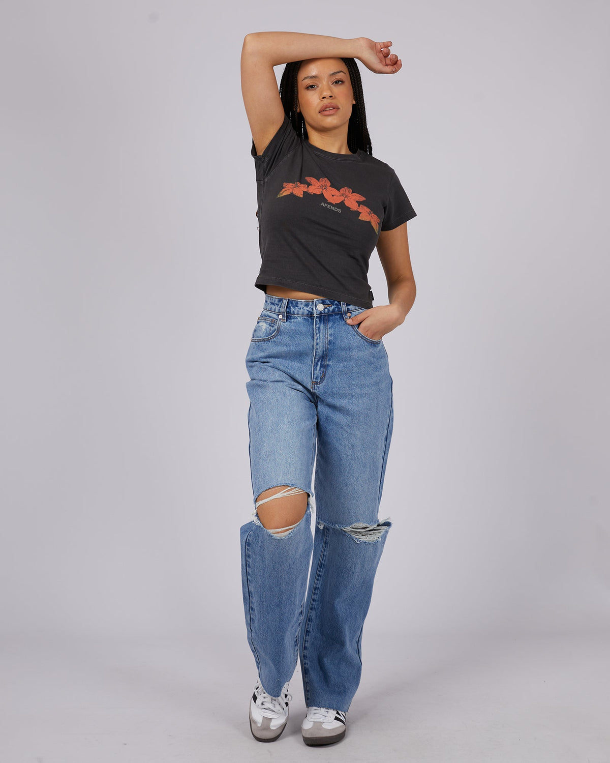 Afends-Intergalactic Baby Tee Stone Black-Edge Clothing