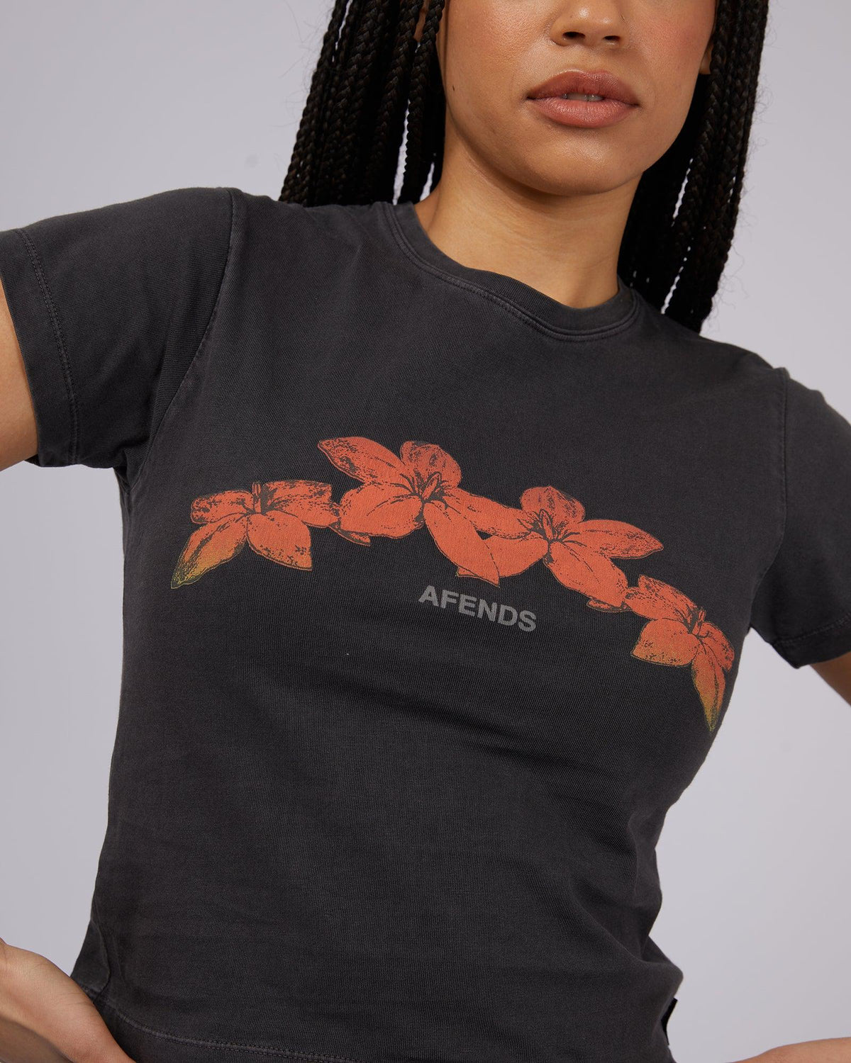 Afends-Intergalactic Baby Tee Stone Black-Edge Clothing