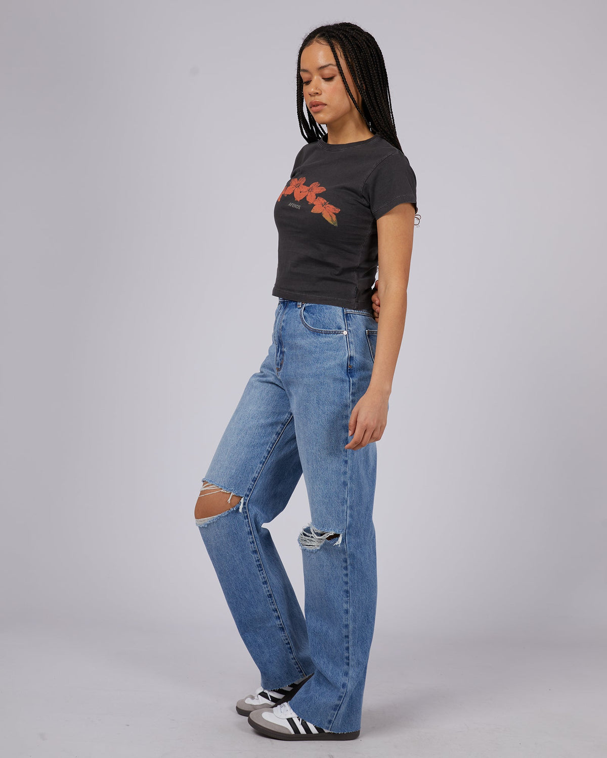 Afends-Intergalactic Baby Tee Stone Black-Edge Clothing