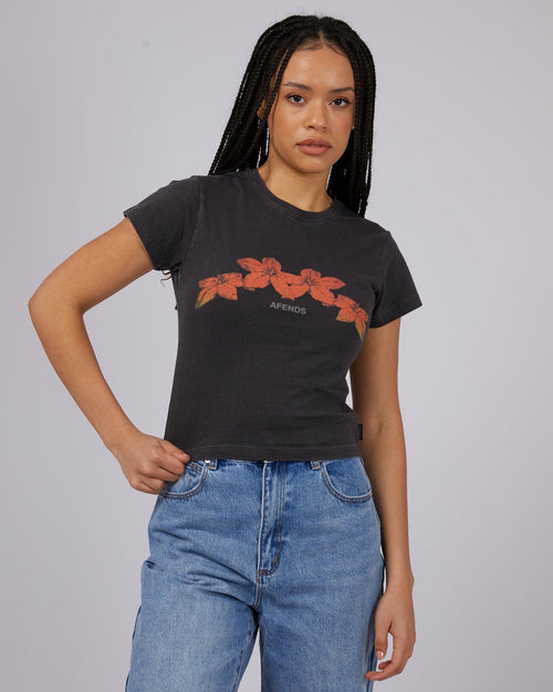 Afends-Intergalactic Baby Tee Stone Black-Edge Clothing