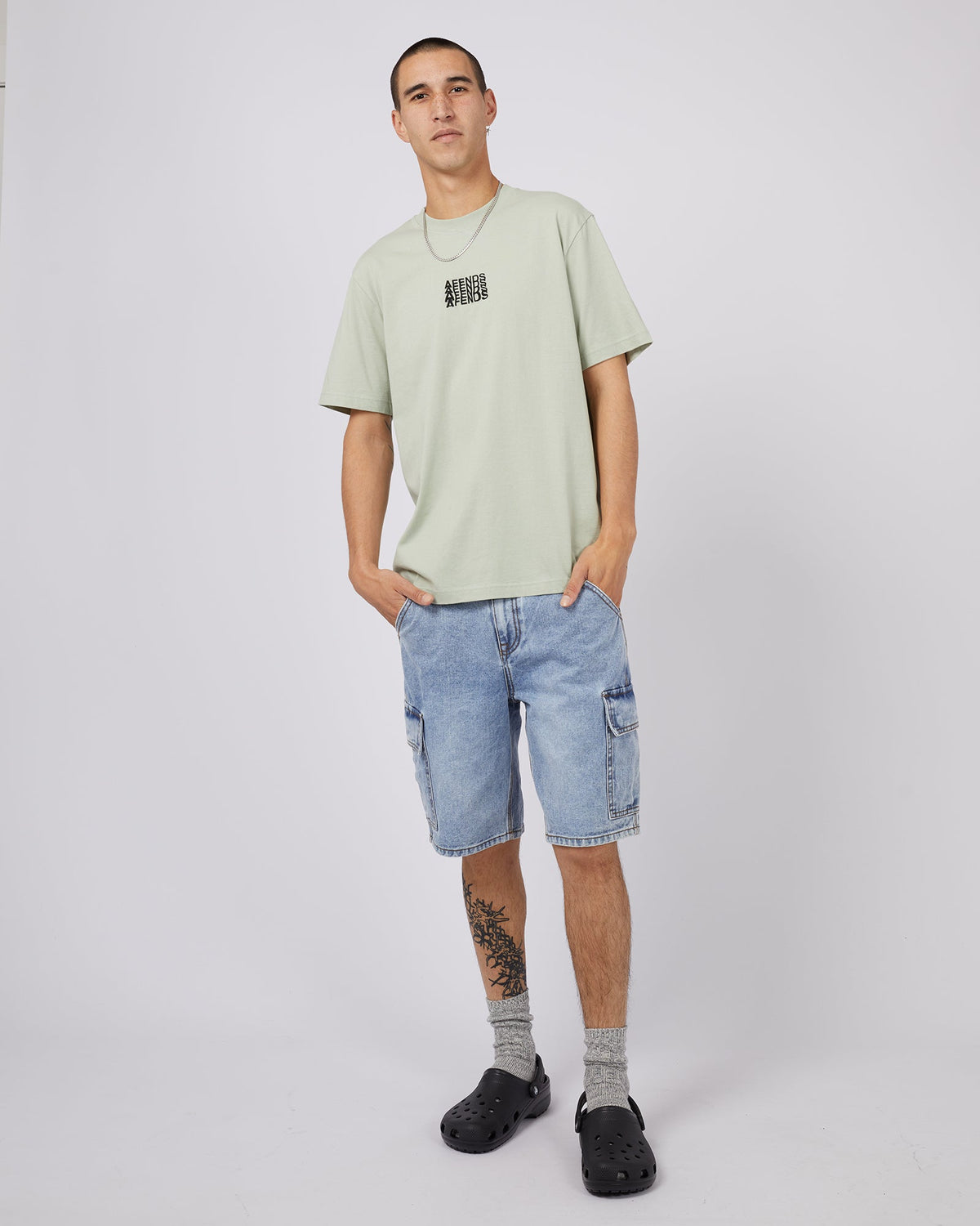 Afends-Limits Retro Fit Tee Eucalyptus-Edge Clothing