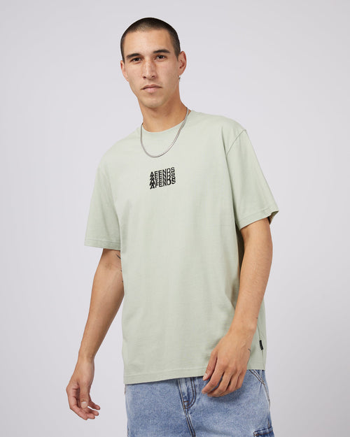 Afends-Limits Retro Fit Tee Eucalyptus-Edge Clothing