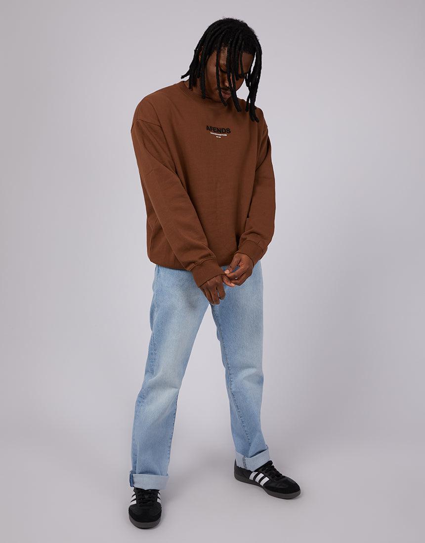 Afends-Vinyl Recycled Crewneck Toffee-Edge Clothing