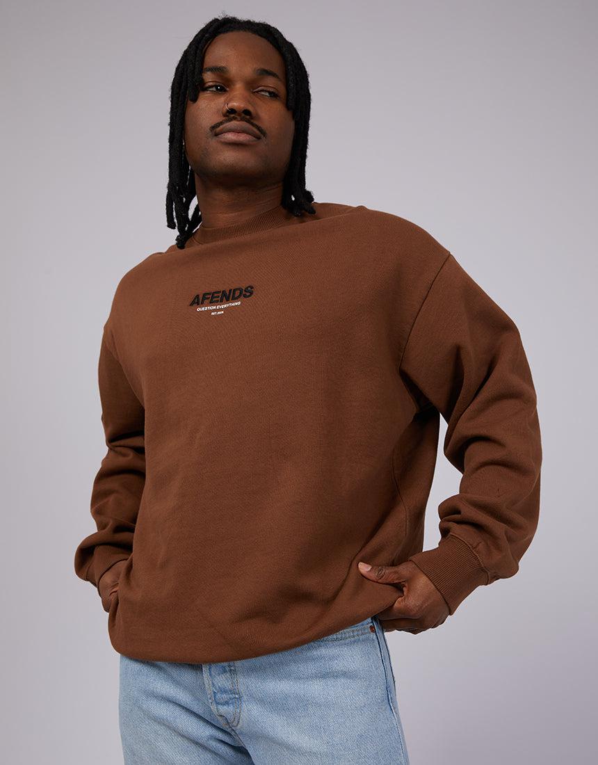 Afends-Vinyl Recycled Crewneck Toffee-Edge Clothing