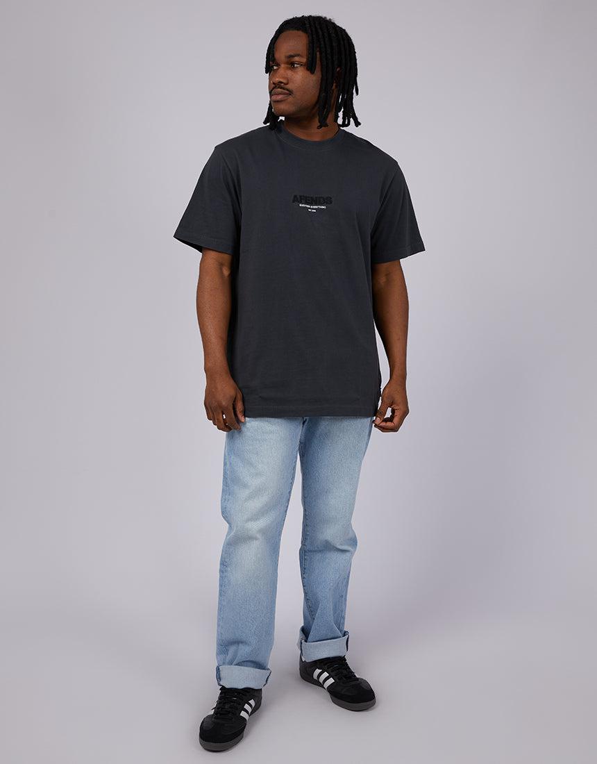 Afends-Vinyl Recycled Retro Fit Tee Charcoal-Edge Clothing