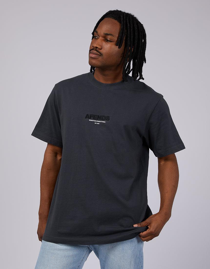 Afends-Vinyl Recycled Retro Fit Tee Charcoal-Edge Clothing