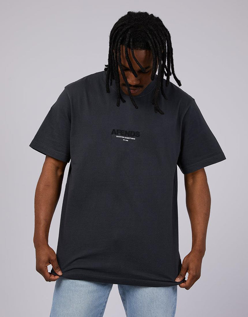 Afends-Vinyl Recycled Retro Fit Tee Charcoal-Edge Clothing