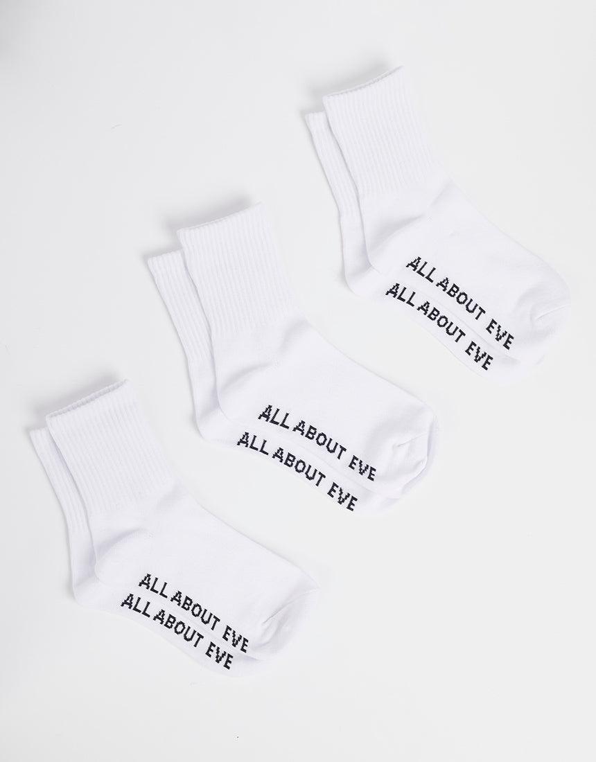 All About Eve-Aae Ankle Socks 3 Pack White-Edge Clothing