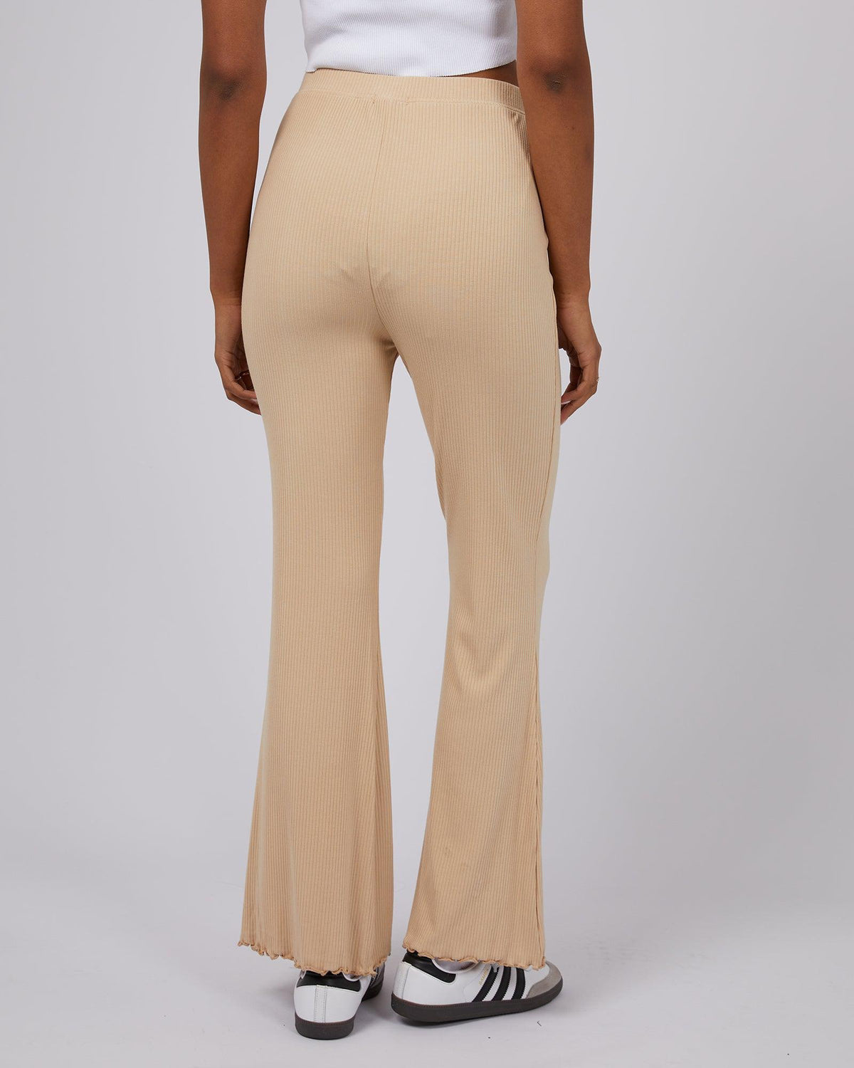 All About Eve-Aae Rib Flare Pants Oat-Edge Clothing