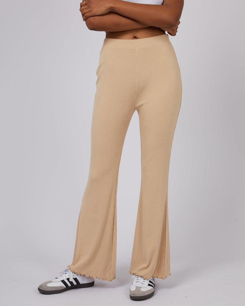 All About Eve-Aae Rib Flare Pants Oat-Edge Clothing