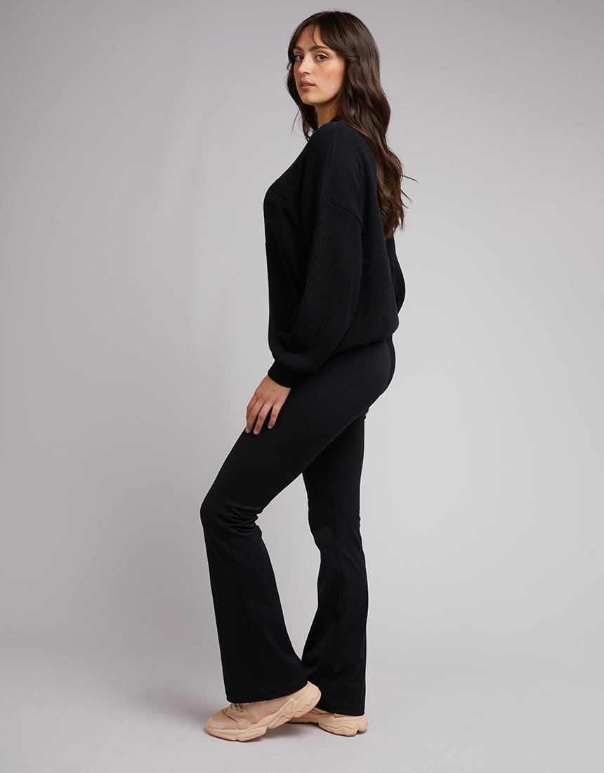 Black Flared Leggings|154440301-Black