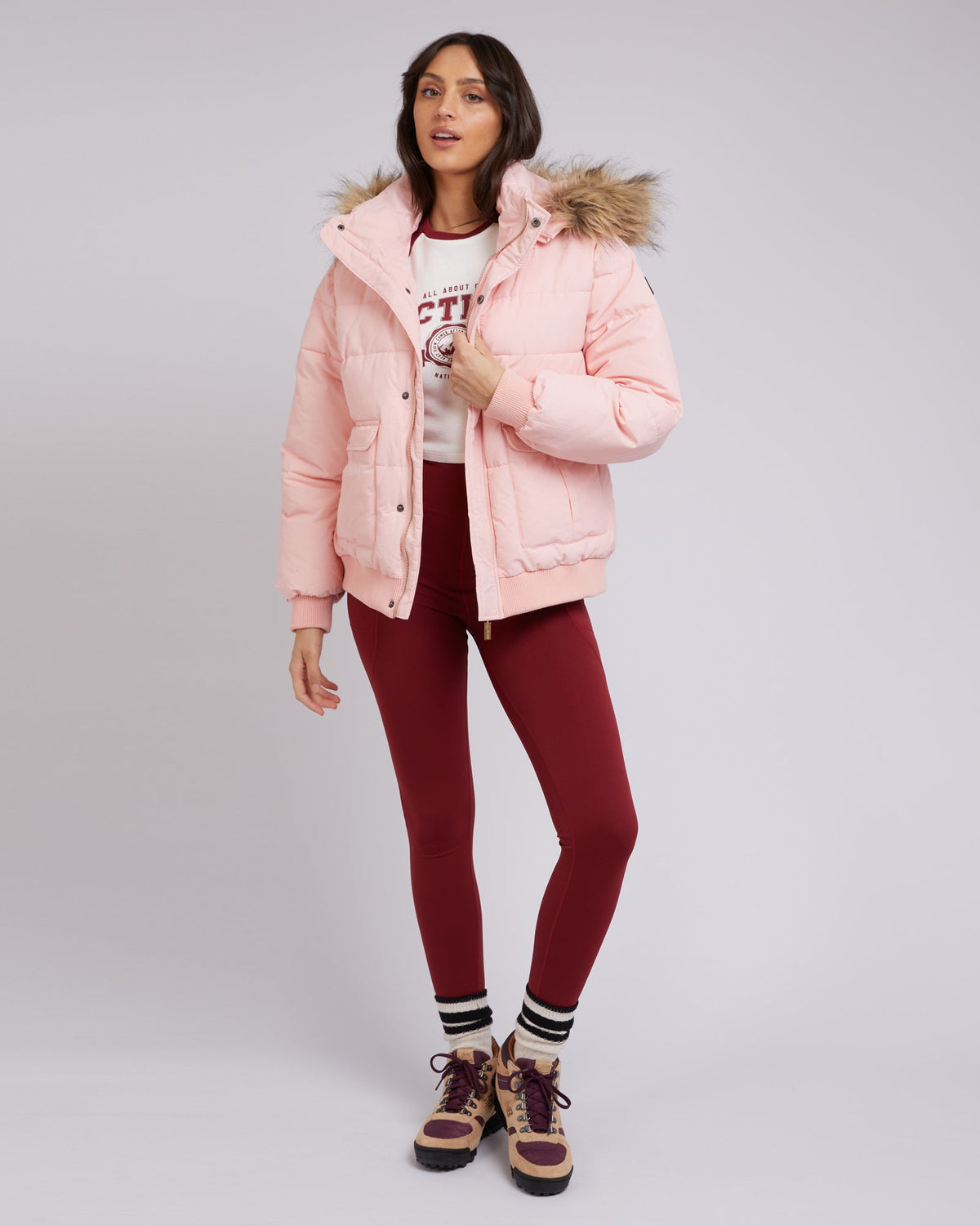All About Eve-Active Fur Puffer Pink-Edge Clothing