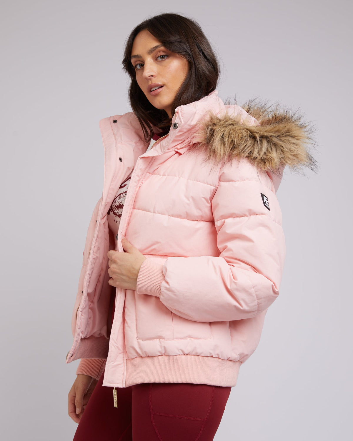 All About Eve-Active Fur Puffer Pink-Edge Clothing