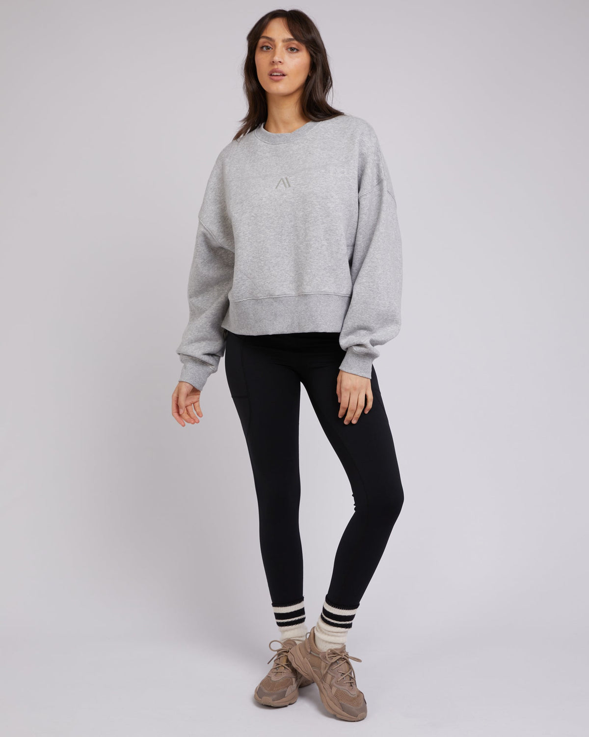 All About Eve-Active Tonal Sweater Grey Marle-Edge Clothing