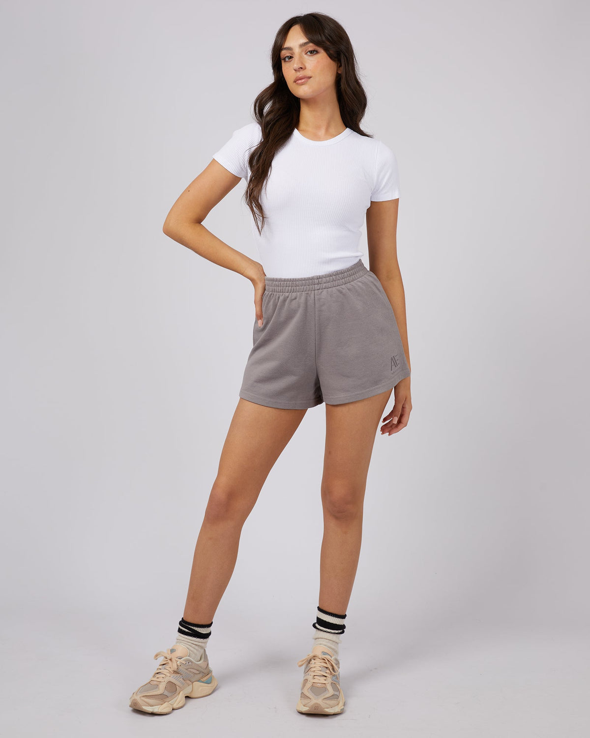 All About Eve-Active Tonal Track Short Charcoal-Edge Clothing