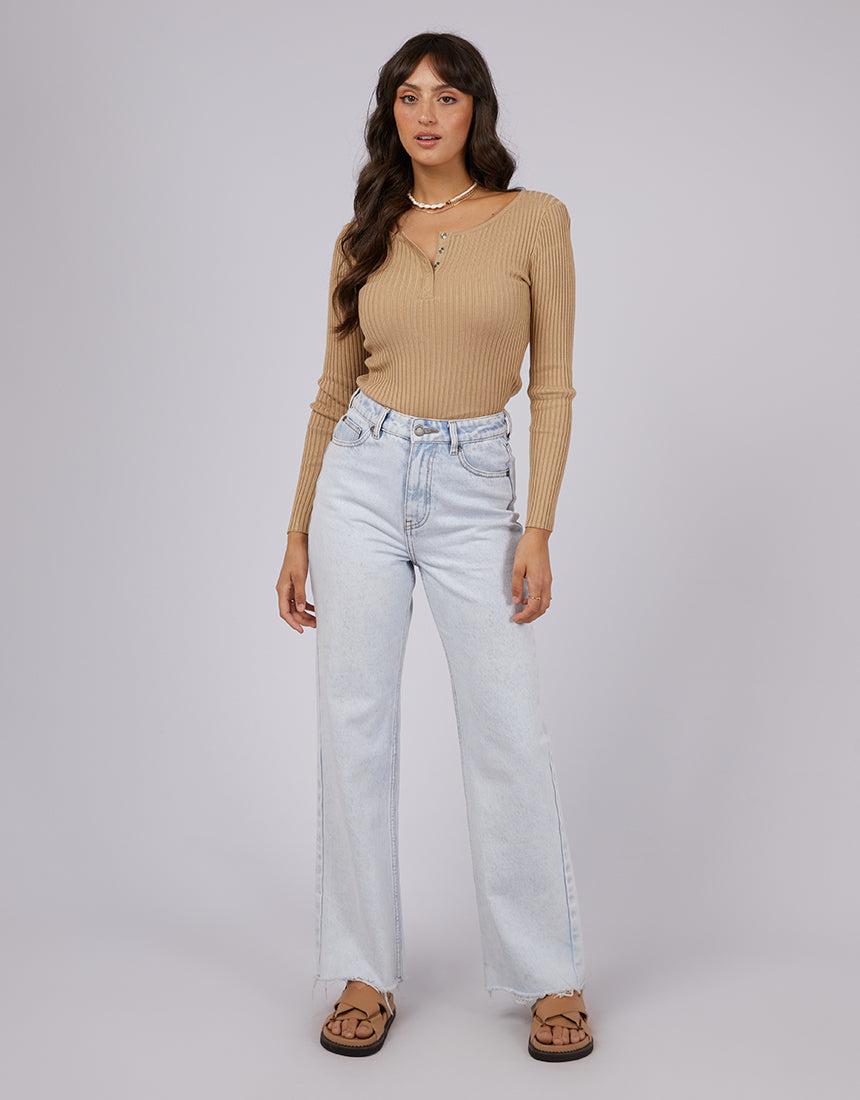 All About Eve-Allana Rib Top Oatmeal-Edge Clothing