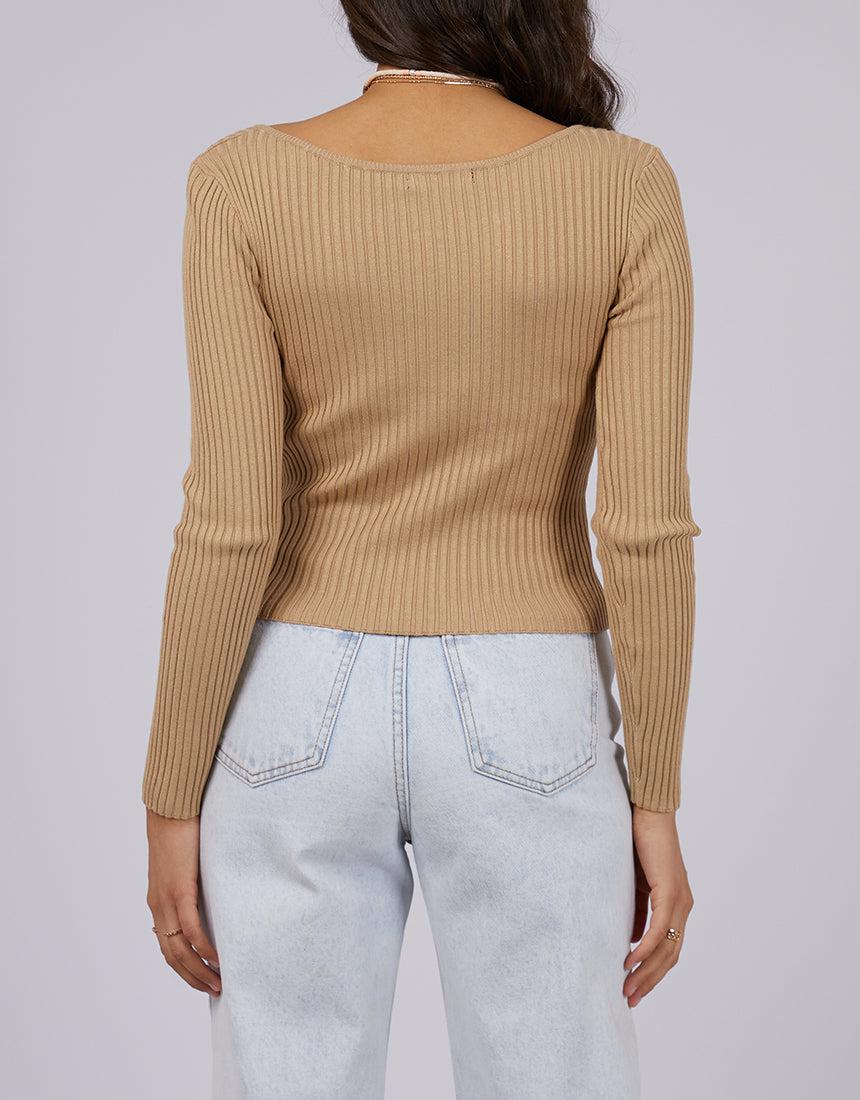 All About Eve-Allana Rib Top Oatmeal-Edge Clothing