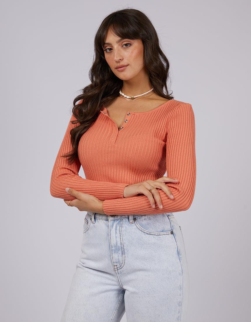 All About Eve-Allana Rib Top Peach-Edge Clothing