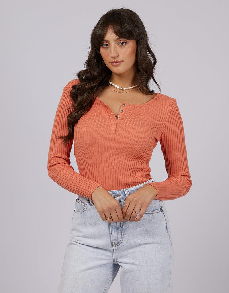 All About Eve-Allana Rib Top Peach-Edge Clothing