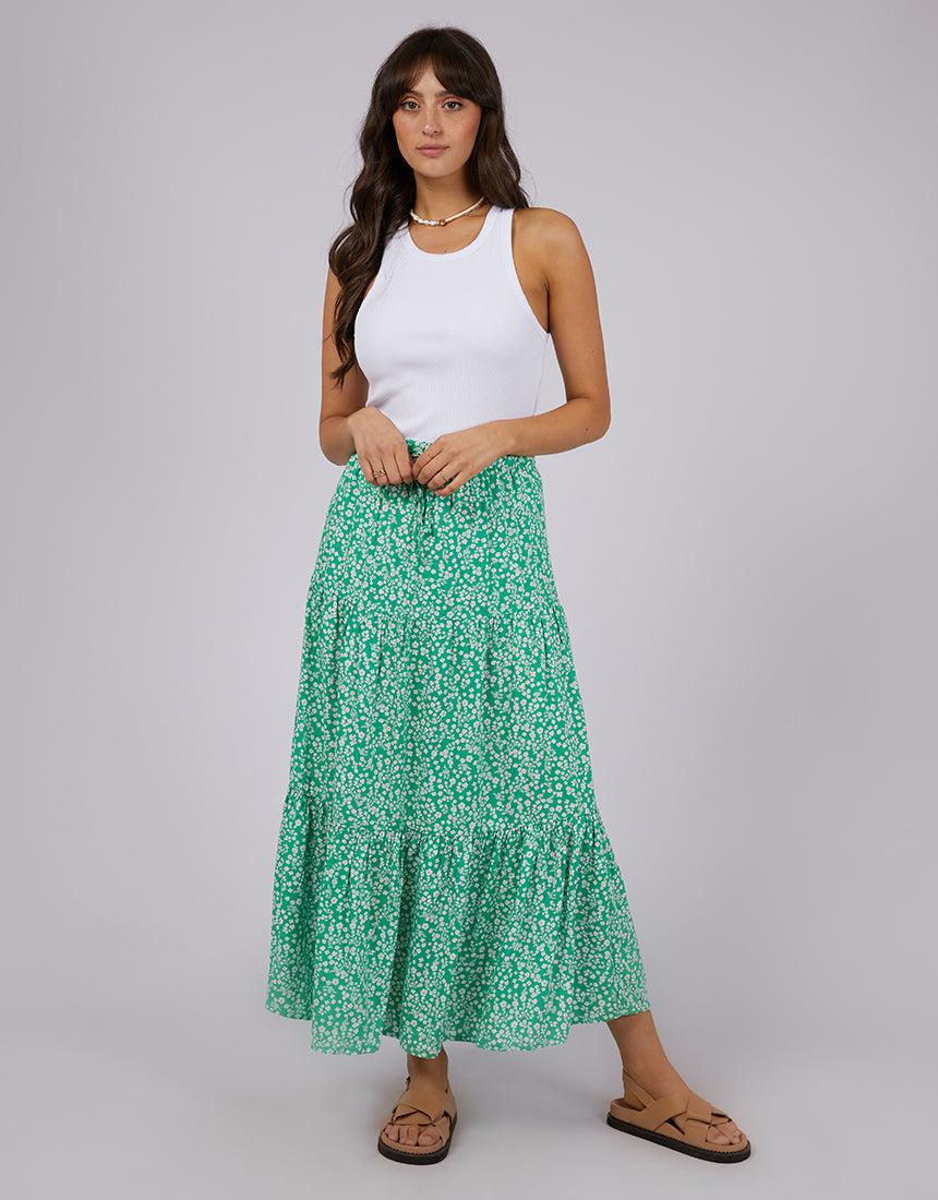 All About Eve-Amalfi Maxi Skirt Green-Edge Clothing