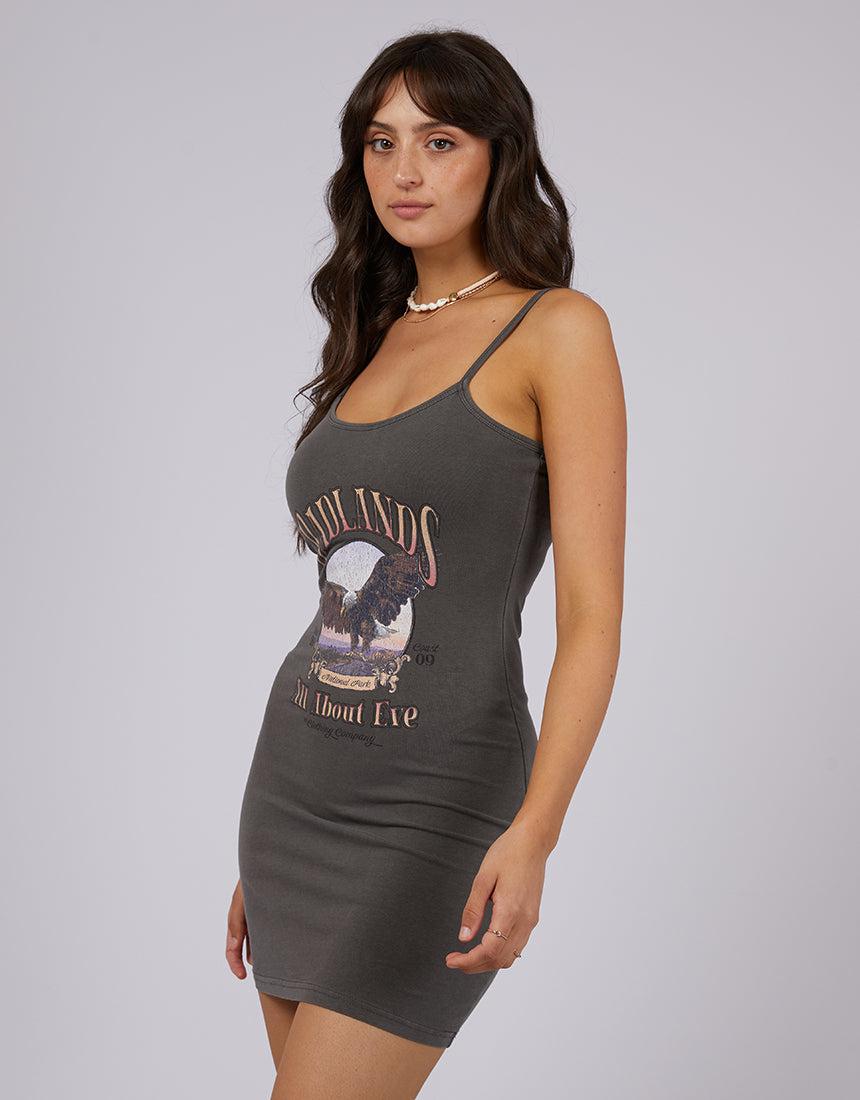 All About Eve-Badlands Tank Mini Dress Charcoal-Edge Clothing