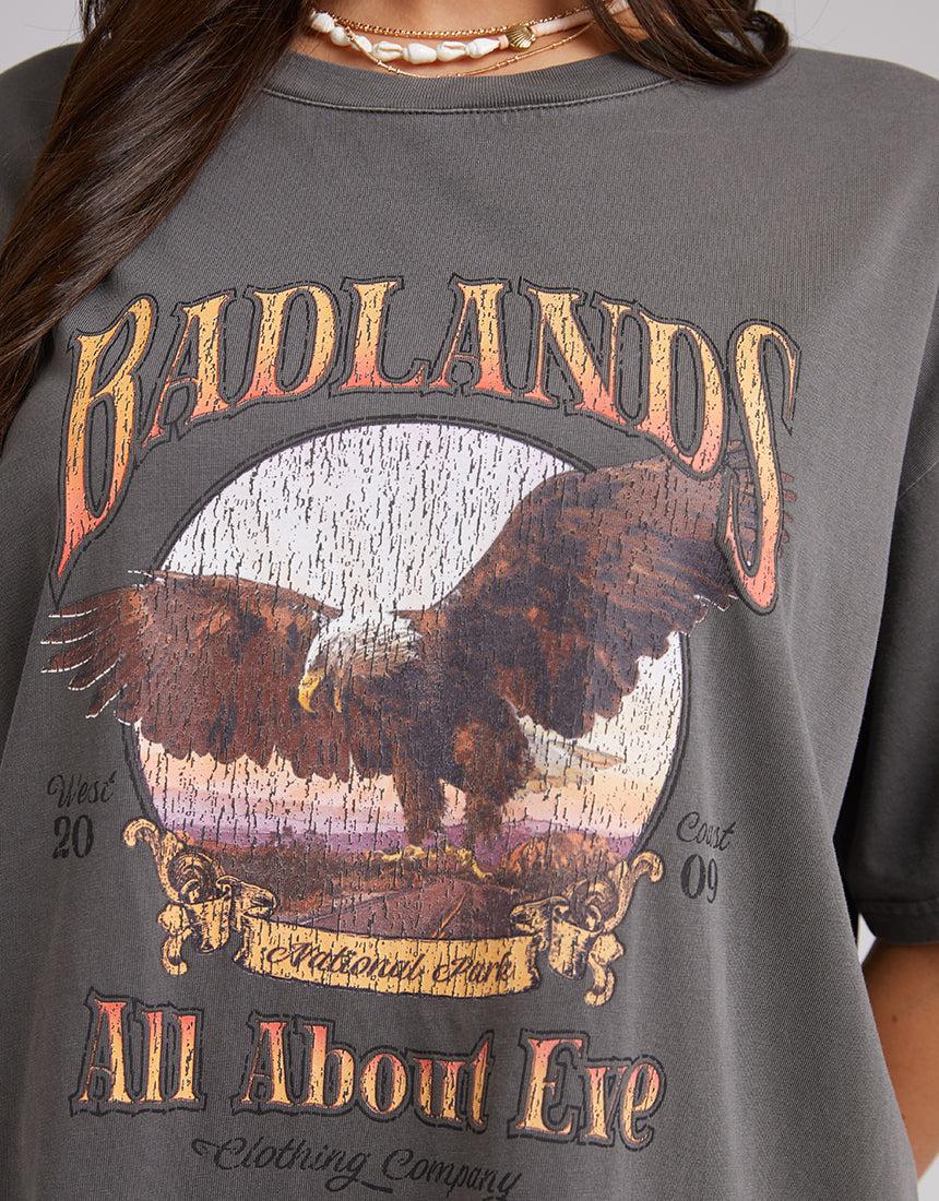 All About Eve-Badlands Tee Charcoal-Edge Clothing