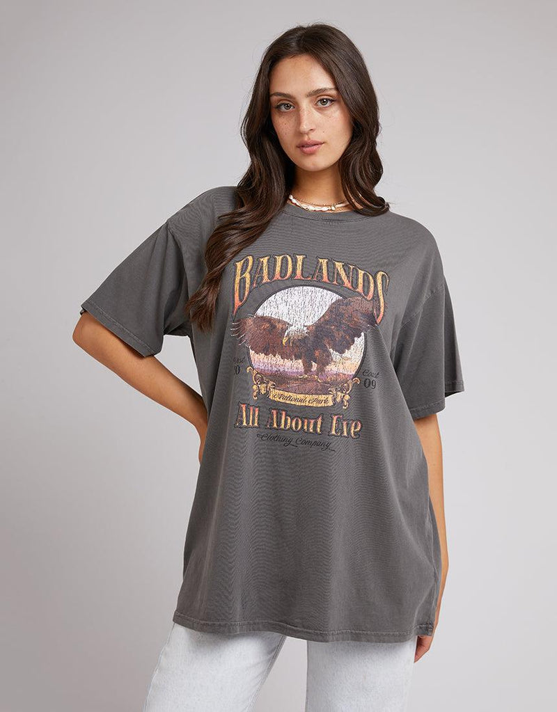 All About Eve-Badlands Tee Charcoal-Edge Clothing