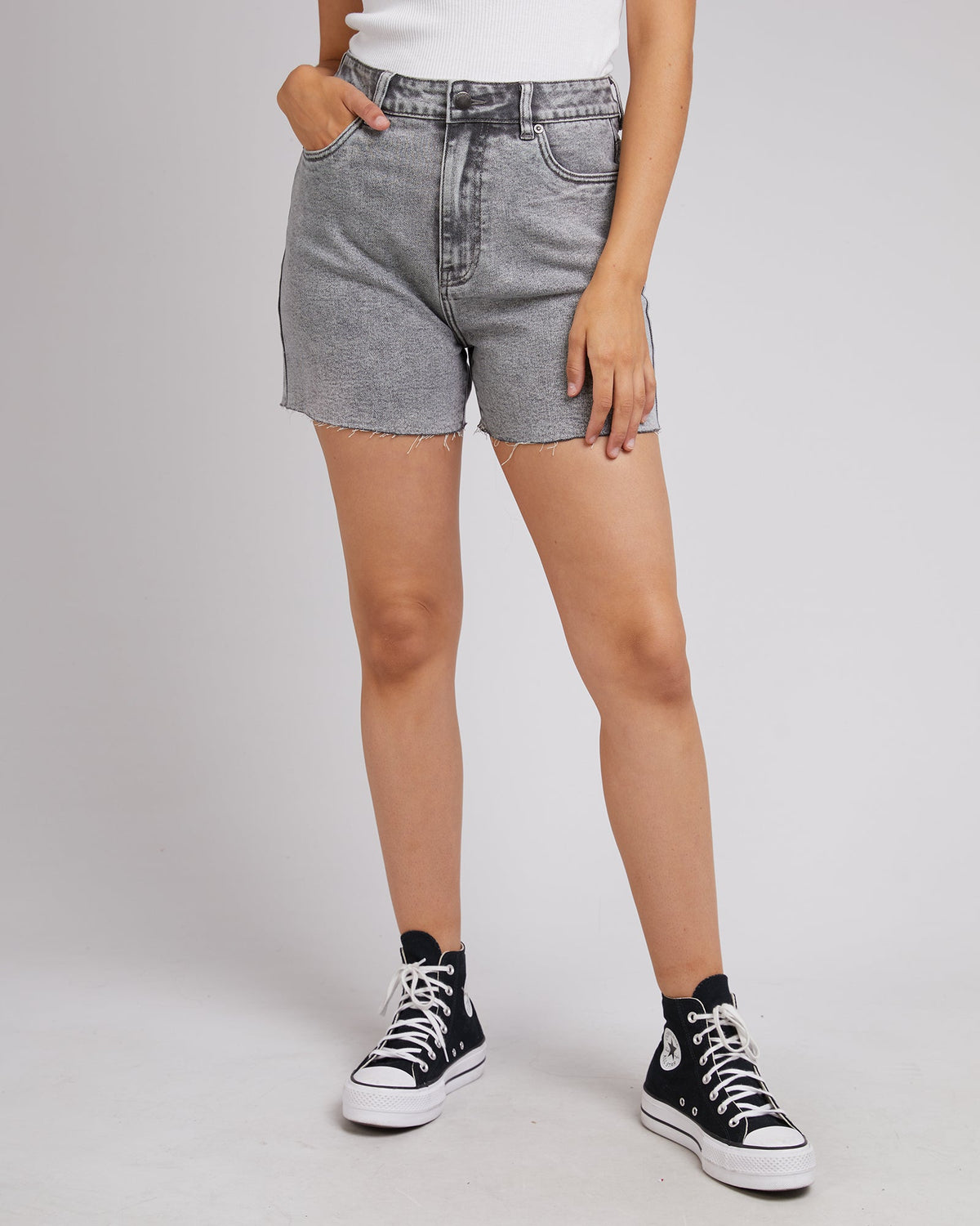 All About Eve-Bobby Cut Off Short Charcoal-Edge Clothing