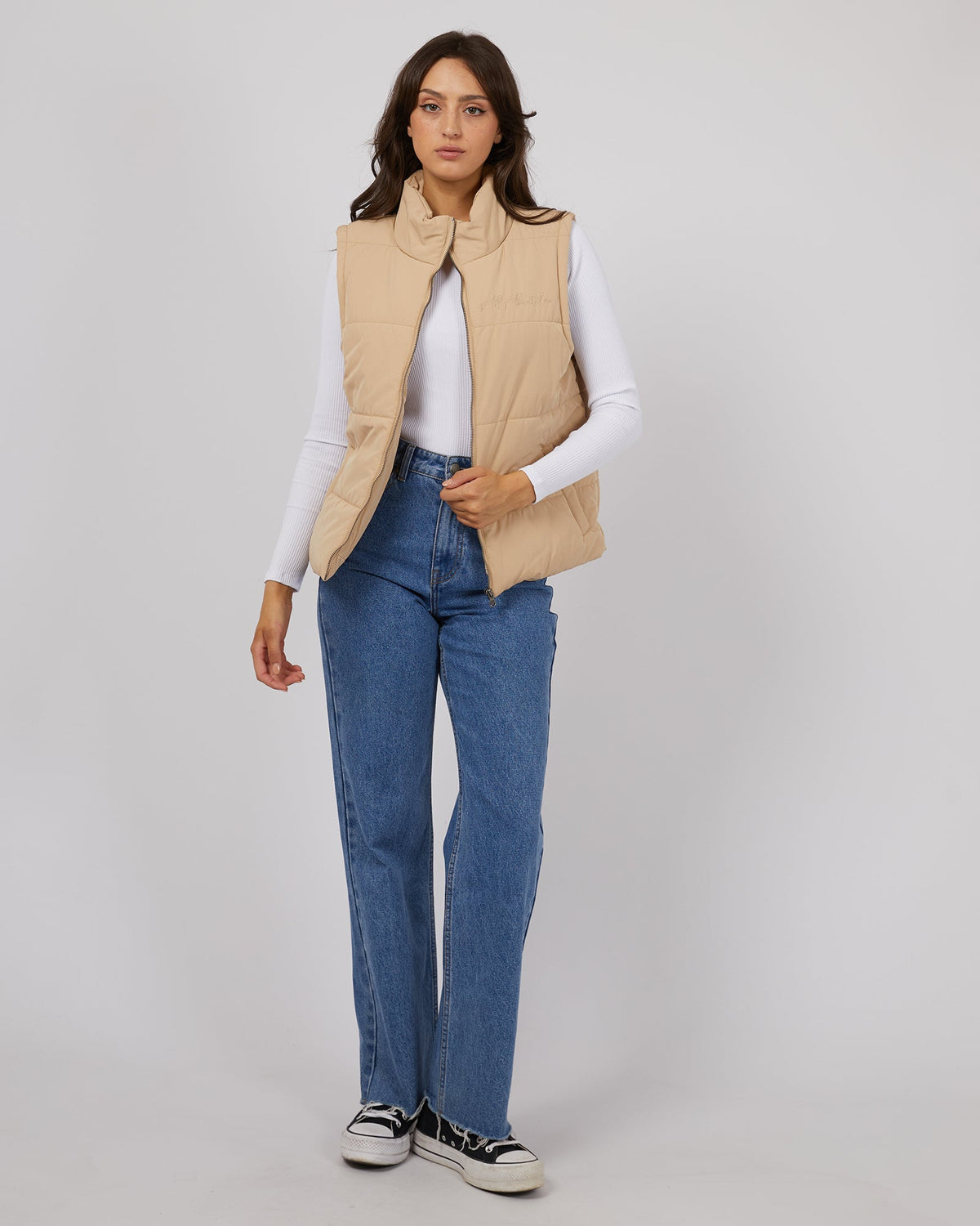 All About Eve-Classic Puffer Vest Oatmeal-Edge Clothing