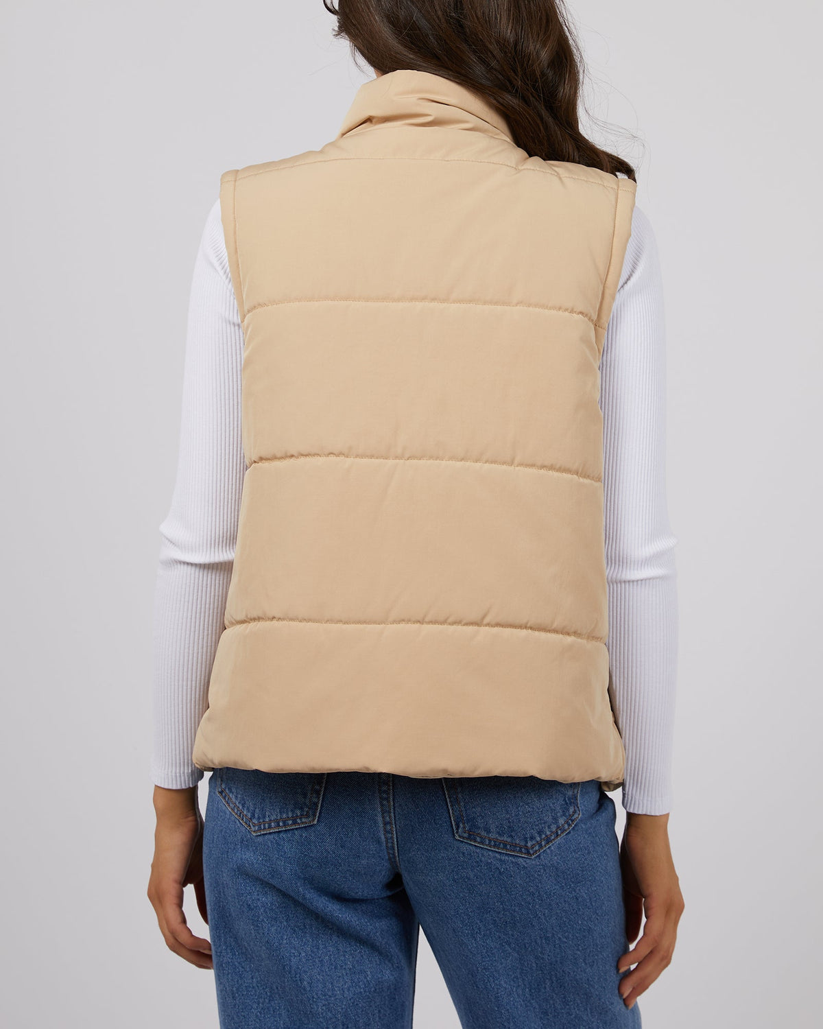All About Eve-Classic Puffer Vest Oatmeal-Edge Clothing
