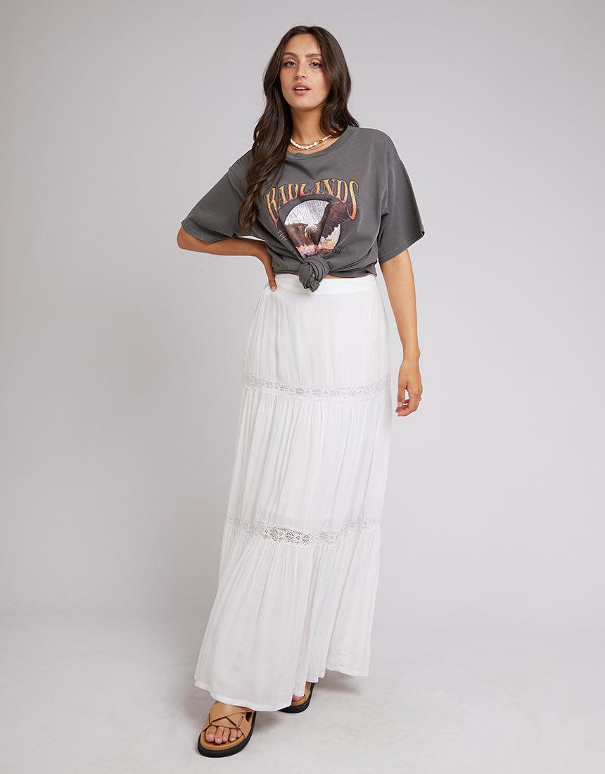 All About Eve-Denver Maxi Skirt White-Edge Clothing