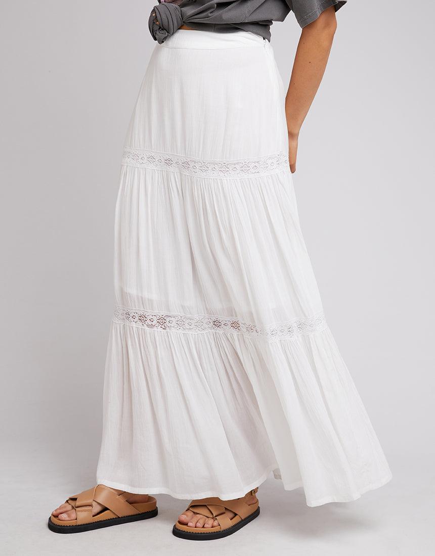 All About Eve-Denver Maxi Skirt White-Edge Clothing