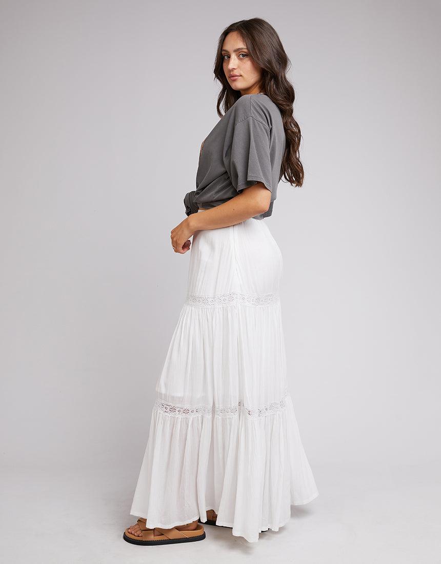 All About Eve-Denver Maxi Skirt White-Edge Clothing