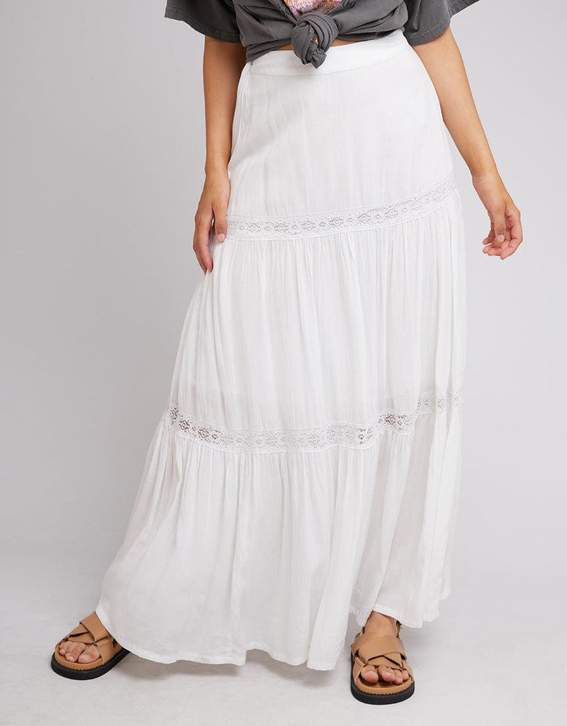 All About Eve-Denver Maxi Skirt White-Edge Clothing