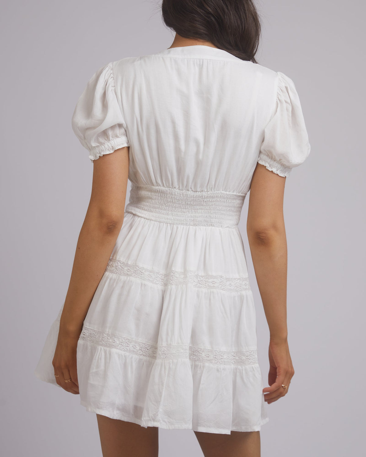 All About Eve-Denver V Neck Mini Dress White-Edge Clothing