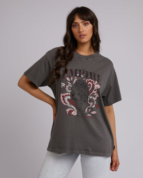 All About Eve-Empire Oversized Tee Charcoal-Edge Clothing