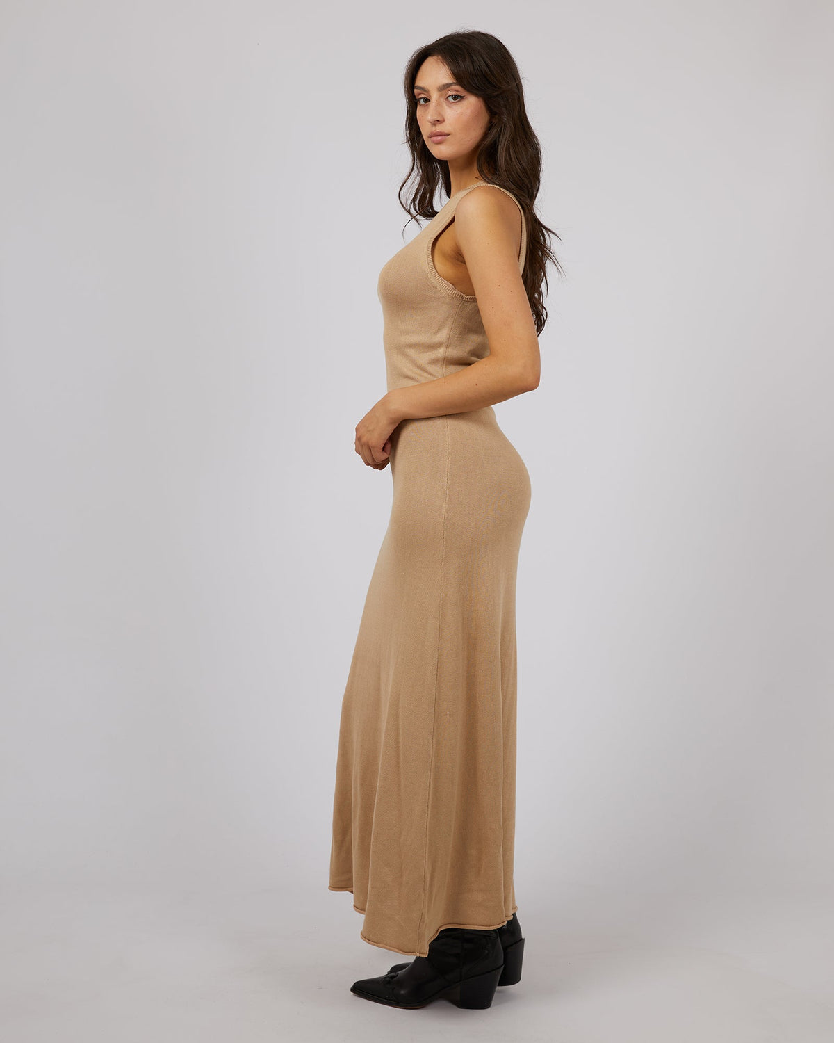 All About Eve-Eve Knit Maxi Tank Dress Oatmeal-Edge Clothing