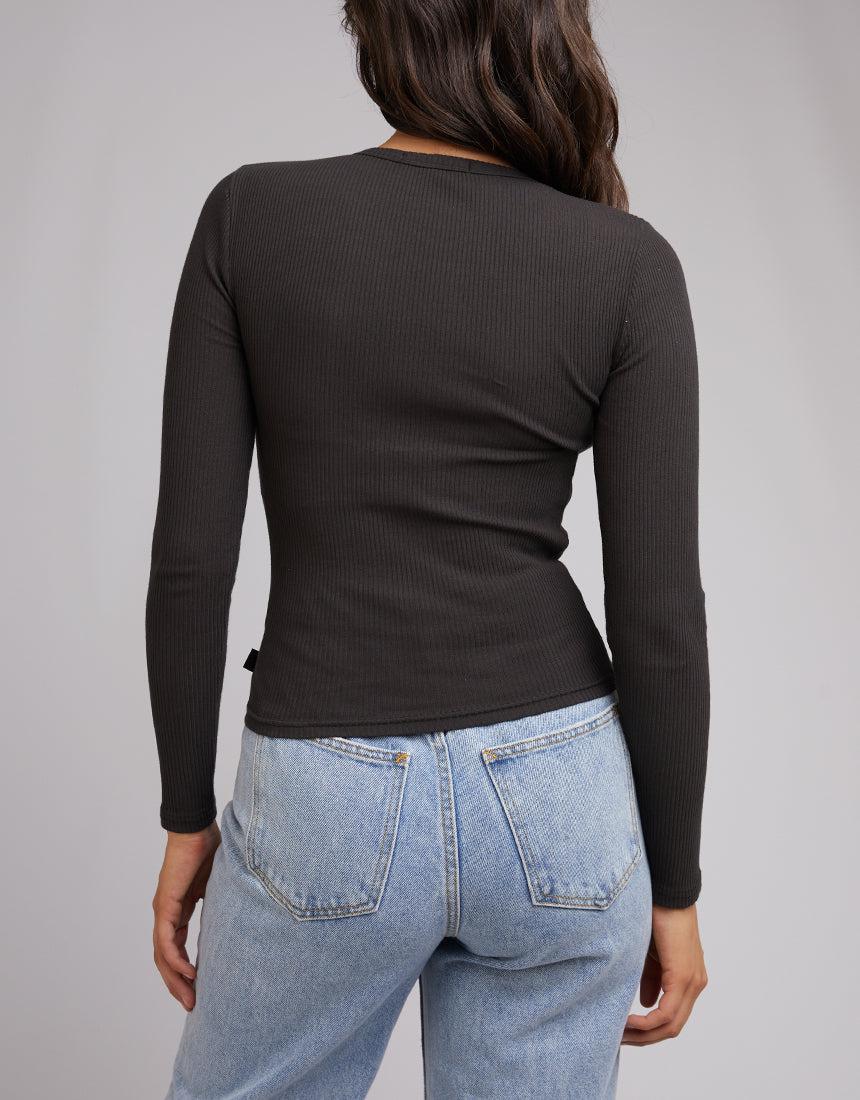 All About Eve-Eve Rib Baby Long Sleeve Tee Charcoal-Edge Clothing