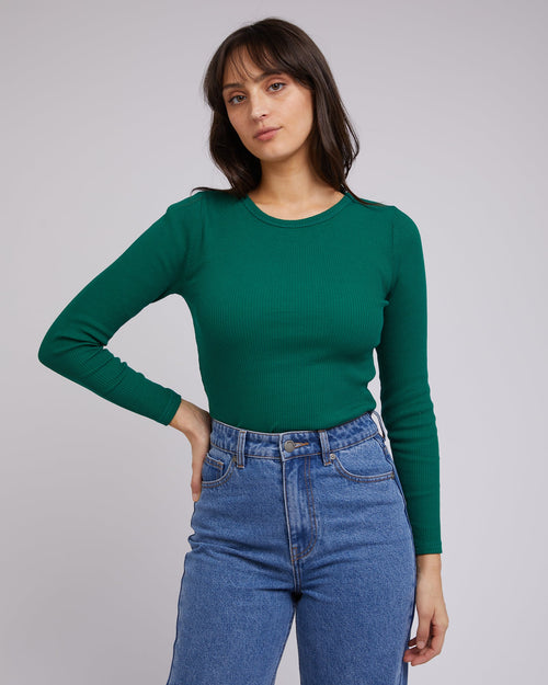All About Eve-Eve Rib Baby Long Sleeve Tee Emerald-Edge Clothing