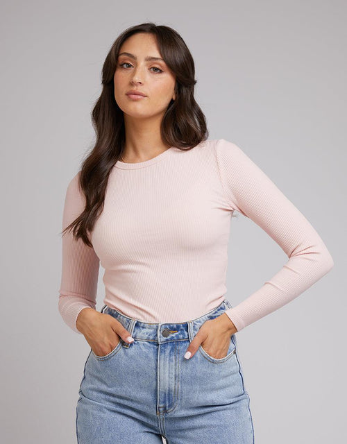 All About Eve-Eve Rib Baby Long Sleeve Tee Pale Pink-Edge Clothing
