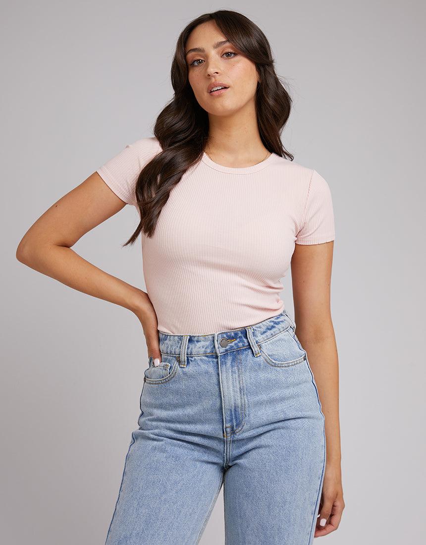All About Eve-Eve Rib Baby Tee Pale Pink-Edge Clothing