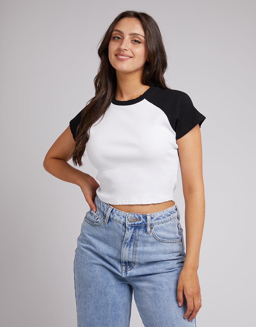 All About Eve-Eve Ringer Rib Tee Black-Edge Clothing
