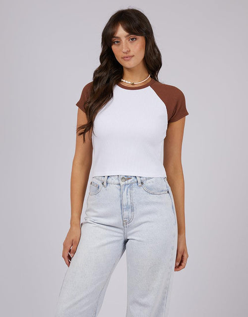 All About Eve-Eve Ringer Rib Tee Brown-Edge Clothing