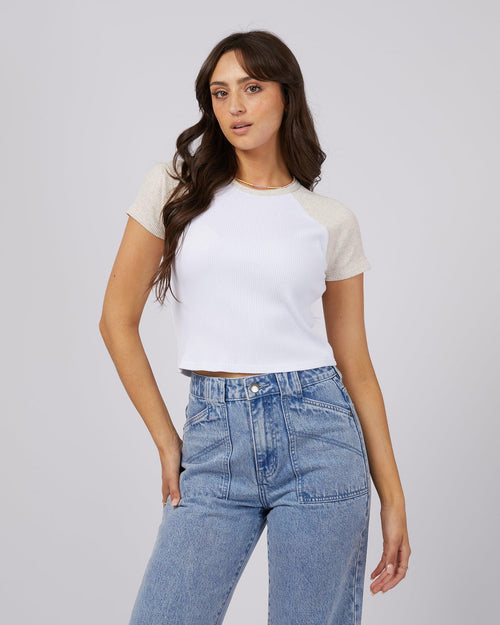 All About Eve-Eve Ringer Rib Tee Oat-Edge Clothing
