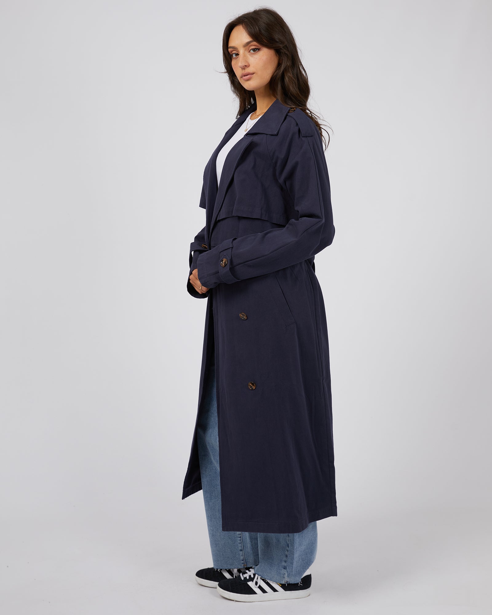 Eve Trench Coat Navy Edge Clothing