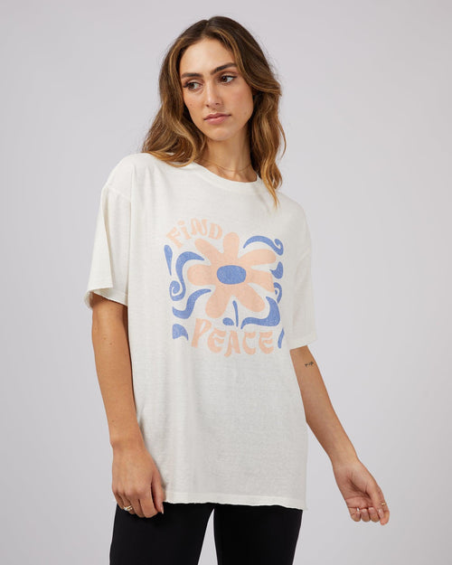 All About Eve-Find Peace Tee Vintage White-Edge Clothing