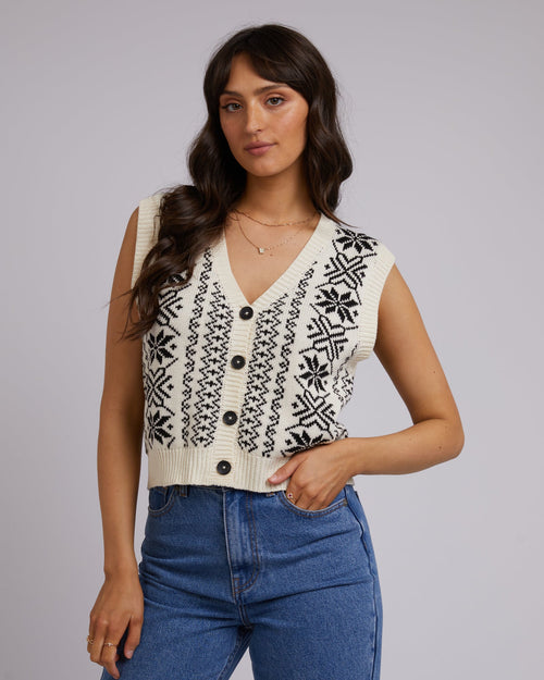 All About Eve-Fleetwood Knit Vest Vintage White-Edge Clothing