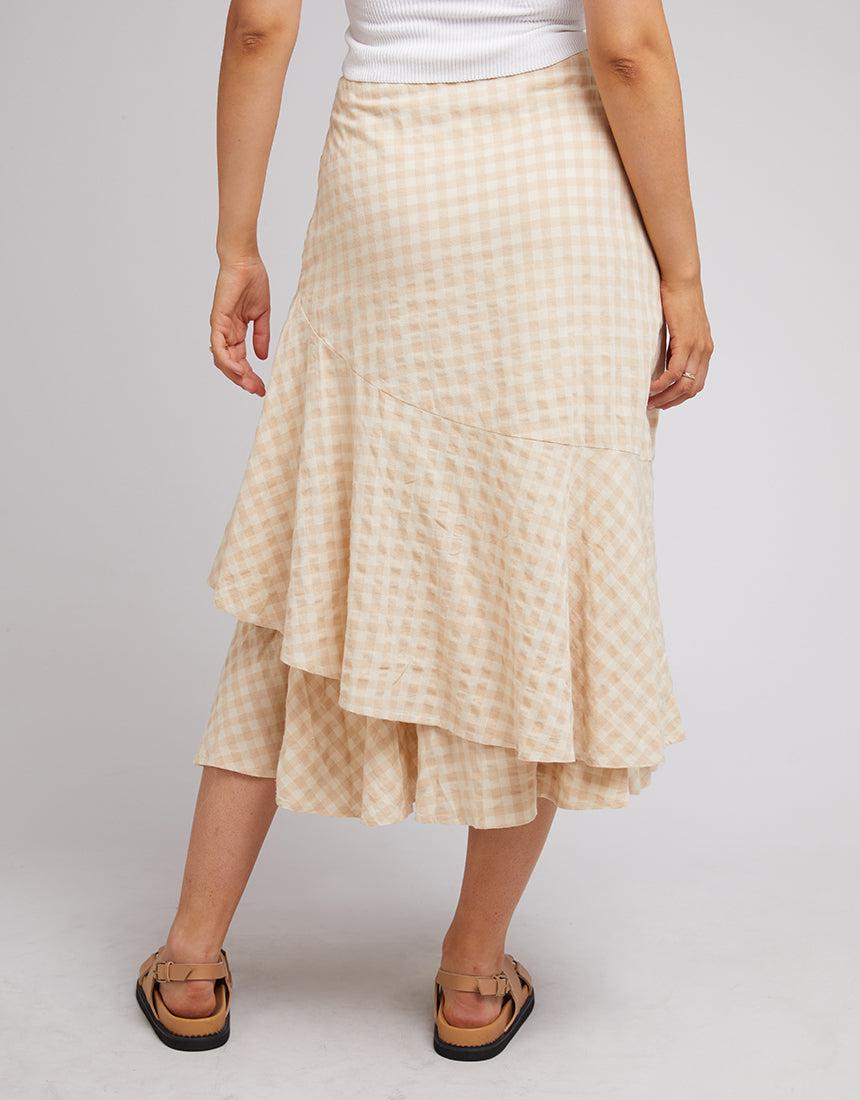 All About Eve-Georgette Maxi Skirt Oatmeal-Edge Clothing