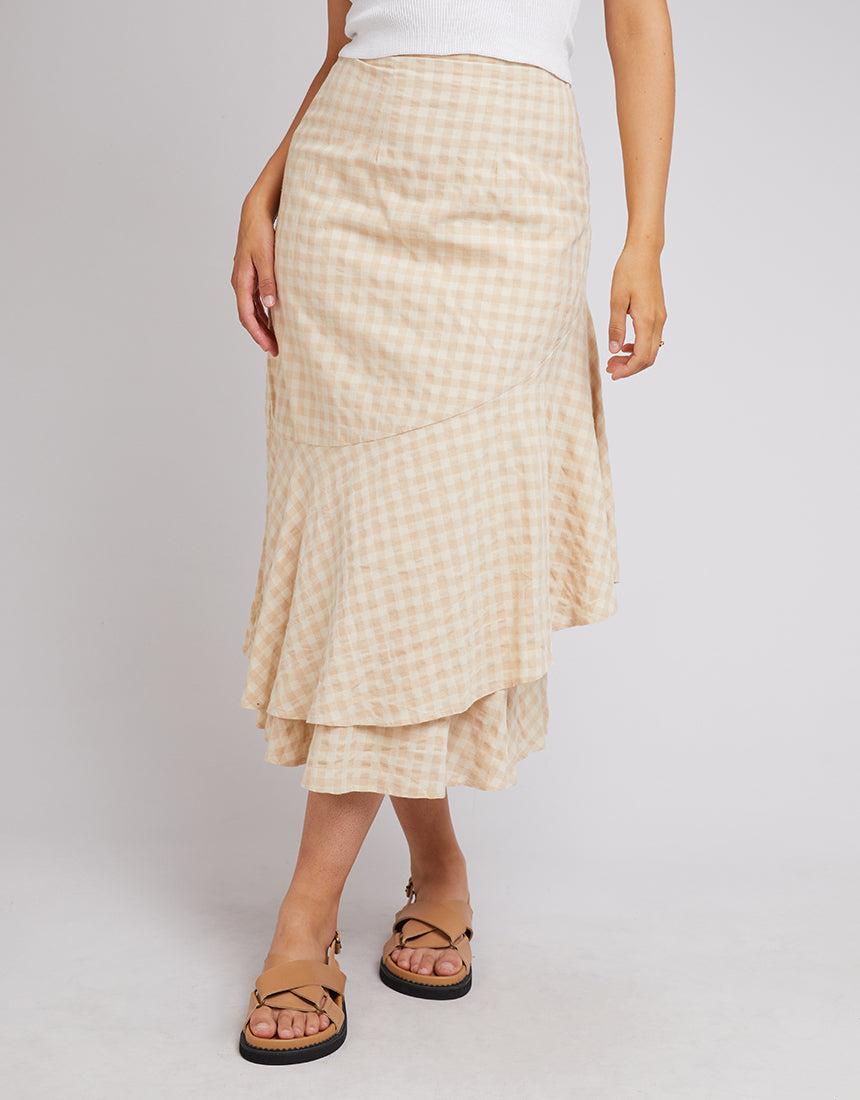 All About Eve-Georgette Maxi Skirt Oatmeal-Edge Clothing